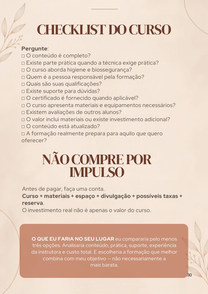 Página: Checklist do curso