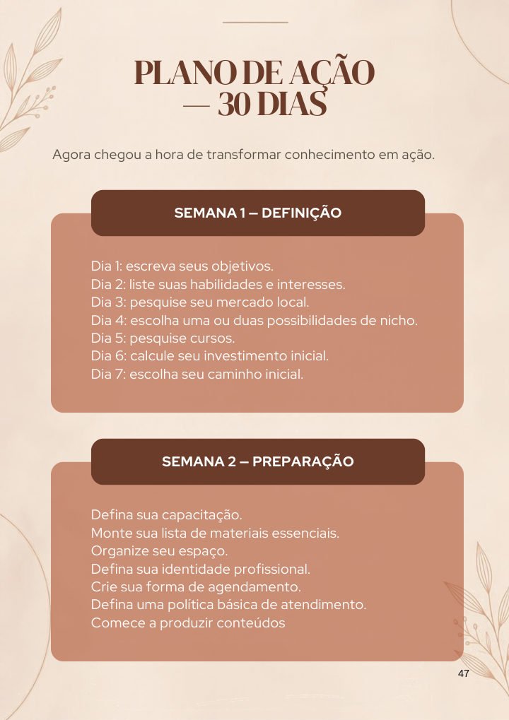 Página: Plano de ação de 30 dias